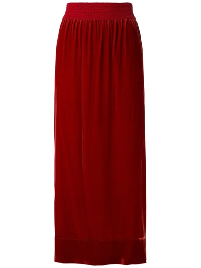 Le Soleil D'ete Belinda Velvet Midi Skirt In Red
