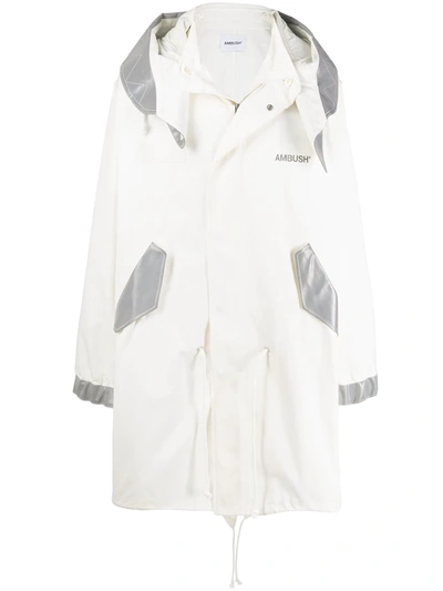 Ambush Mod Style Parka Coat In White