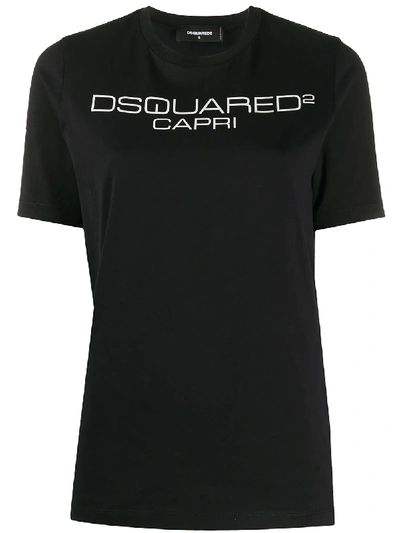 Dsquared2 Logo Lettering Printed Jersey T-shirt In Black