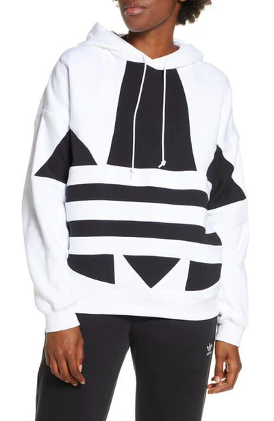 Adidas Originals Adidas Women's Originals Cropped Large Logo Hoodie In White/ Black