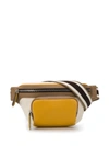 Fendi Ff Canvas Belt Bag In White With Yellow Pocket In Neutrals