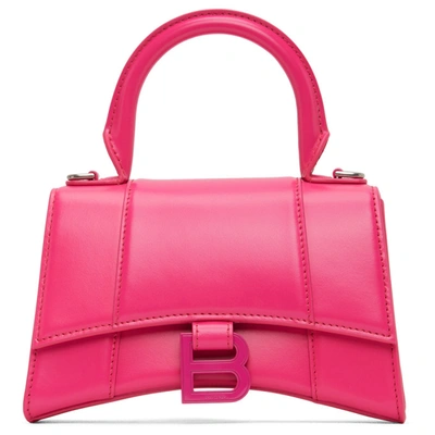 Balenciaga Hourglass Xs Fuchsia Leather Top Handle Bag In 5514 Fuchsi