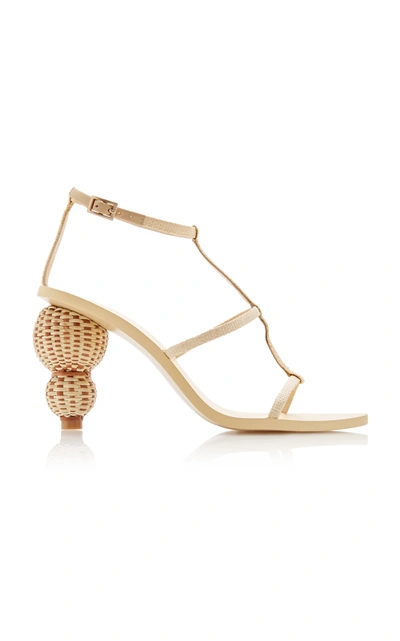 Cult Gaia Eden Raffia And Leather Sandals In Beige | ModeSens