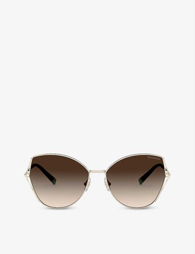 Tiffany & Co Tf3072 59 Cat-eye Metal Sunglasses In Gold