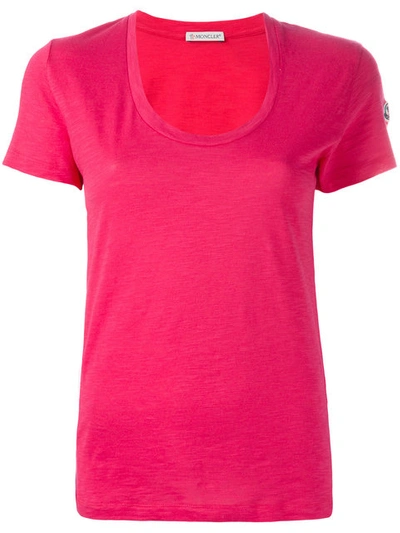 Moncler Scoop Neck T-shirt In Pink