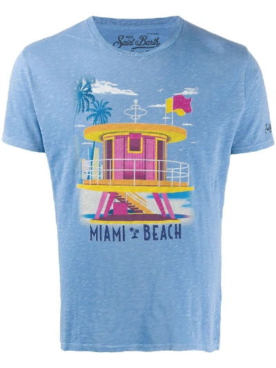 Mc2 Saint Barth Skylar T-shirt Miami Beach - Light Blue In Celeste