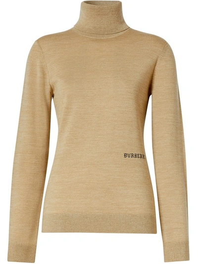 Burberry Two-tone Roll-neck Jumper In Nude