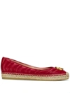 Gucci Quilted Gg Appliqué Flat Espadrilles In Red