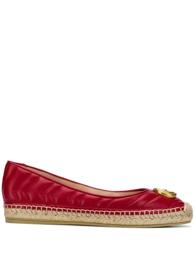 Gucci Quilted Gg Appliqué Flat Espadrilles In Red