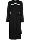 Mm6 Maison Margiela Belted Printed Cotton-twill Coat In Black