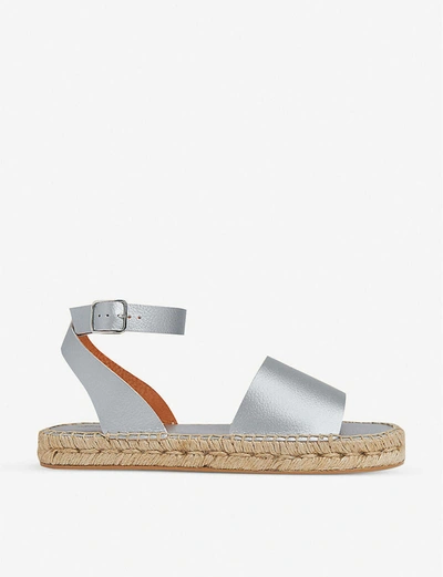 Whistles Lula Metallic Leather Espadrille Sandals In Silver