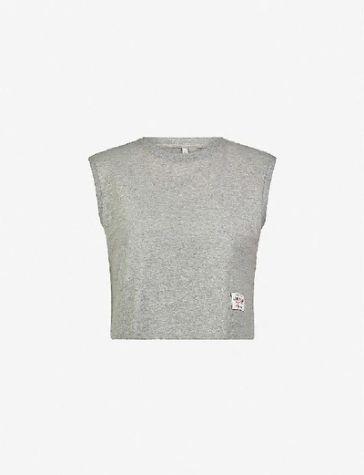 Adam Selman Sport Muscle Cropped Stretch-cotton Jersey Top In Grey