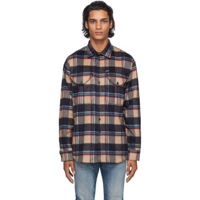 Dsquared2 Military Check Wool Shirt In 001f Beigeb