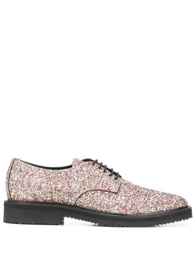 Giuseppe Zanotti Glitter Oxford Shoes In Neutrals
