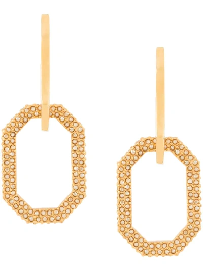Oscar De La Renta Crystal-embellished Octagon Link Earrings In Gold