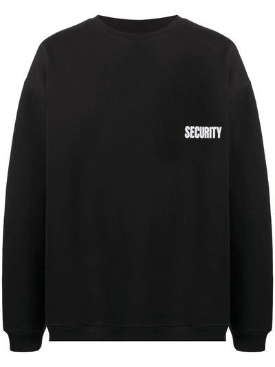 Vetements Security Print Oversized Sweatshirt In Black