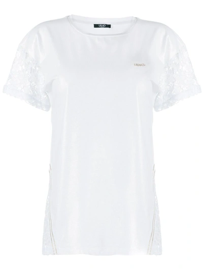 Liu •jo Lace Insert T-shirt In White