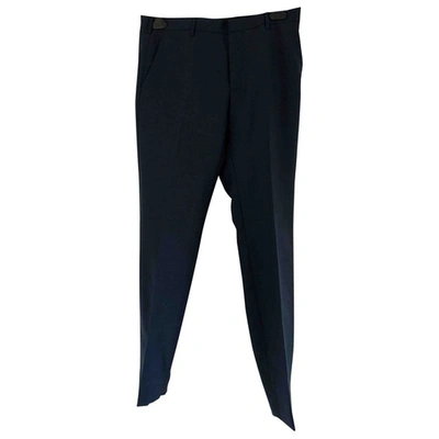 Pre-owned Prada Wool Trousers In Navy