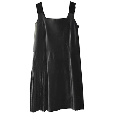 Pre-owned Prada Leather Mid-length Dress In Black