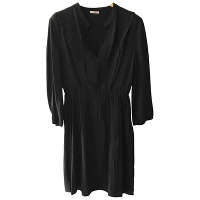 Pre-owned Miu Miu Silk Mini Dress In Black