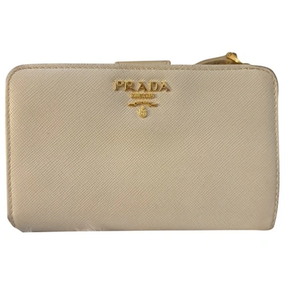 Pre-owned Prada Leather Wallet In Ecru