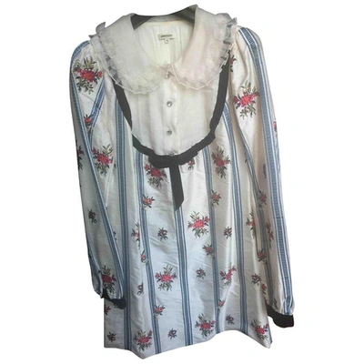 Pre-owned Manoush Silk Mini Dress In White