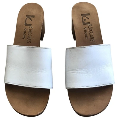 Pre-owned Kjacques Leather Mules In White