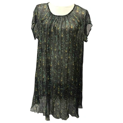 Pre-owned Dkny Silk Mid-length Dress In Green