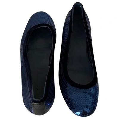 Pre-owned Gucci Blue Glitter Ballet Flats