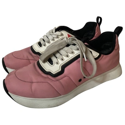 Pre-owned Prada Pink Cloth Trainers