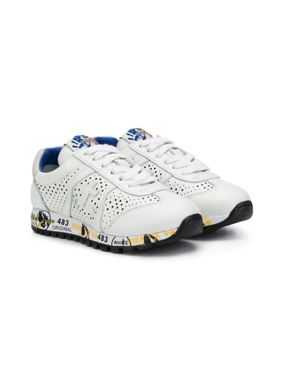 Premiata Kids' Lucy-b Perforated Lace-up Sneakers In White