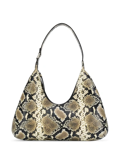 By Far Baby Amber Snake-print Handbag In Brown In Green