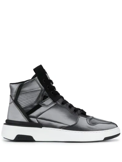 Givenchy Silver-tone Hi-top Sneakers In Grey