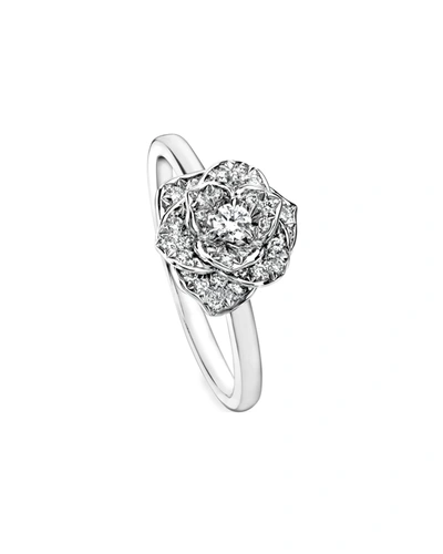 Piaget 18k White Gold Small Diamond Rose Ring