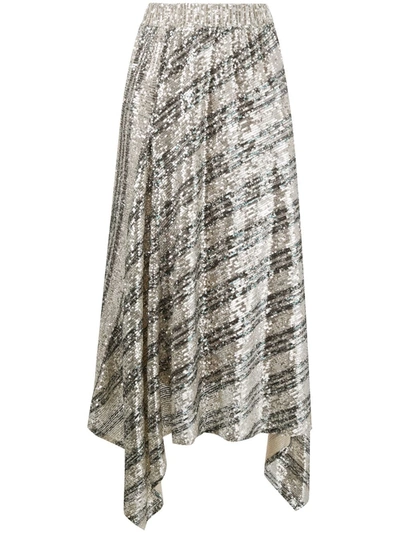In The Mood For Love Sequin Draped Skirt In Silver,black
