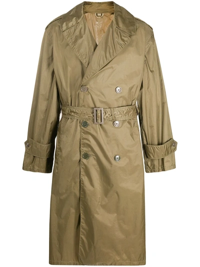 Pre-owned A.n.g.e.l.o. Vintage Cult 1970s Double Breasted Trench Coat In Green