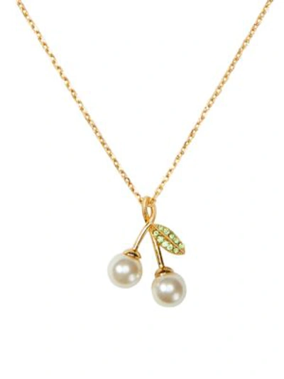 Kate Spade Crystal Cherry Pendant Necklace In Cream Multi