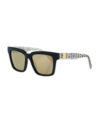 Mcm Square Two-tone Visetos Sunglasses In Brown Pattern