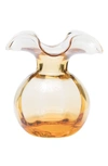 Vietri Hibiscus Glass Bud Vase, Amber In Orange