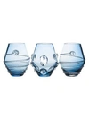 Juliska 3-piece Amalia & Florence Assorted Mini Glass Vases In Dark Blue