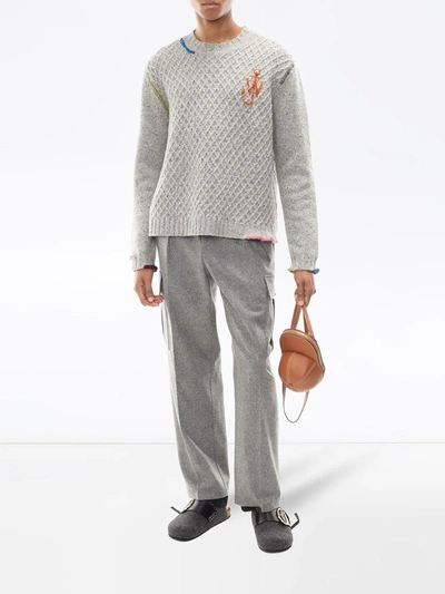 Jw Anderson Crew Neck Knitted Jumper In Grey