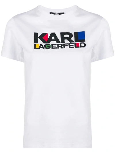 Karl Lagerfeld Bauhaus Stacked-logo T-shirt In White