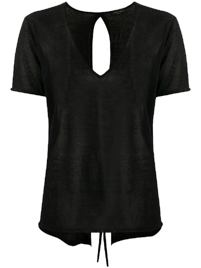 Roberto Collina V-neck Tie-back T-shirt In Black