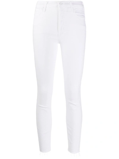 Mother Frayed-edge Slim-fit Jeans In White