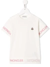 Moncler Kids' Girl's Logo Trim Short-sleeve T-shirt, Size 8-14 In Cream