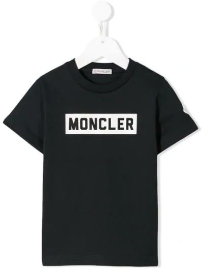 Moncler Kids' Logo Print T-shirt In Nera