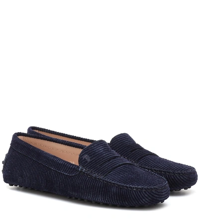 Tod's Gommino Corduroy Loafers In Dark Blue