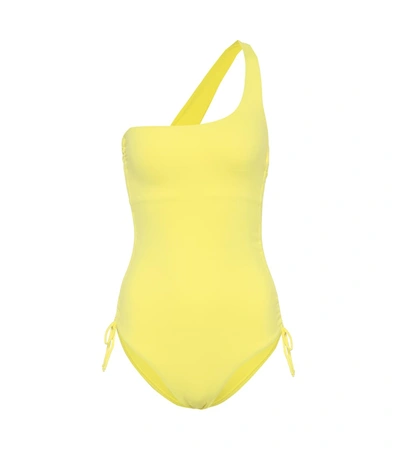 Melissa Odabash Polynesia One-shoulder Ruched Swimsuit In Yellow