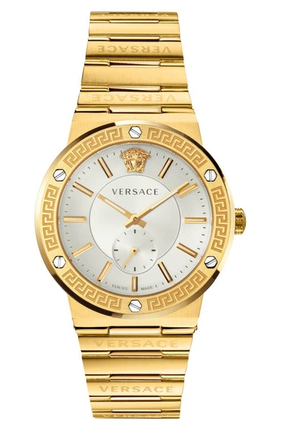 Versace Men's 41mm Greca Logo Watch With Bracelet, Gold Plate