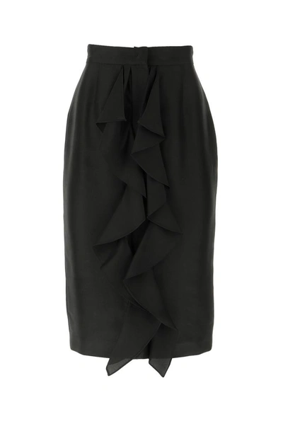 Max Mara Ruffled Midi Skirt In Black